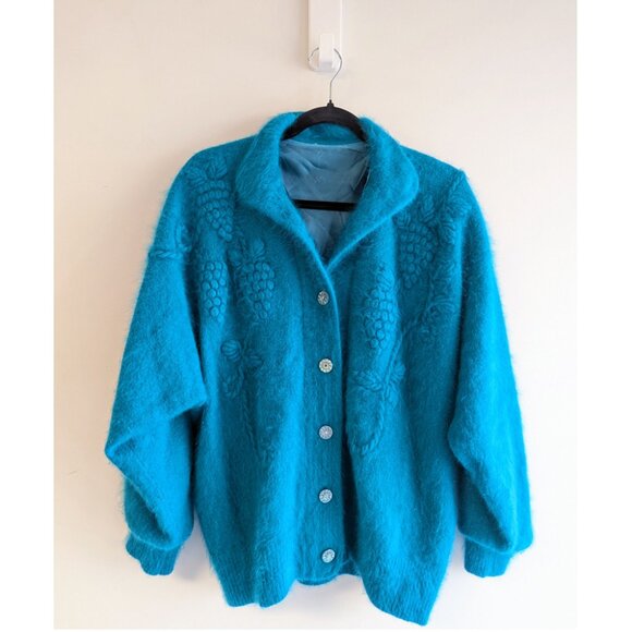 Vintage Turquoise 3D grape cardigan - Picture 1 of 12